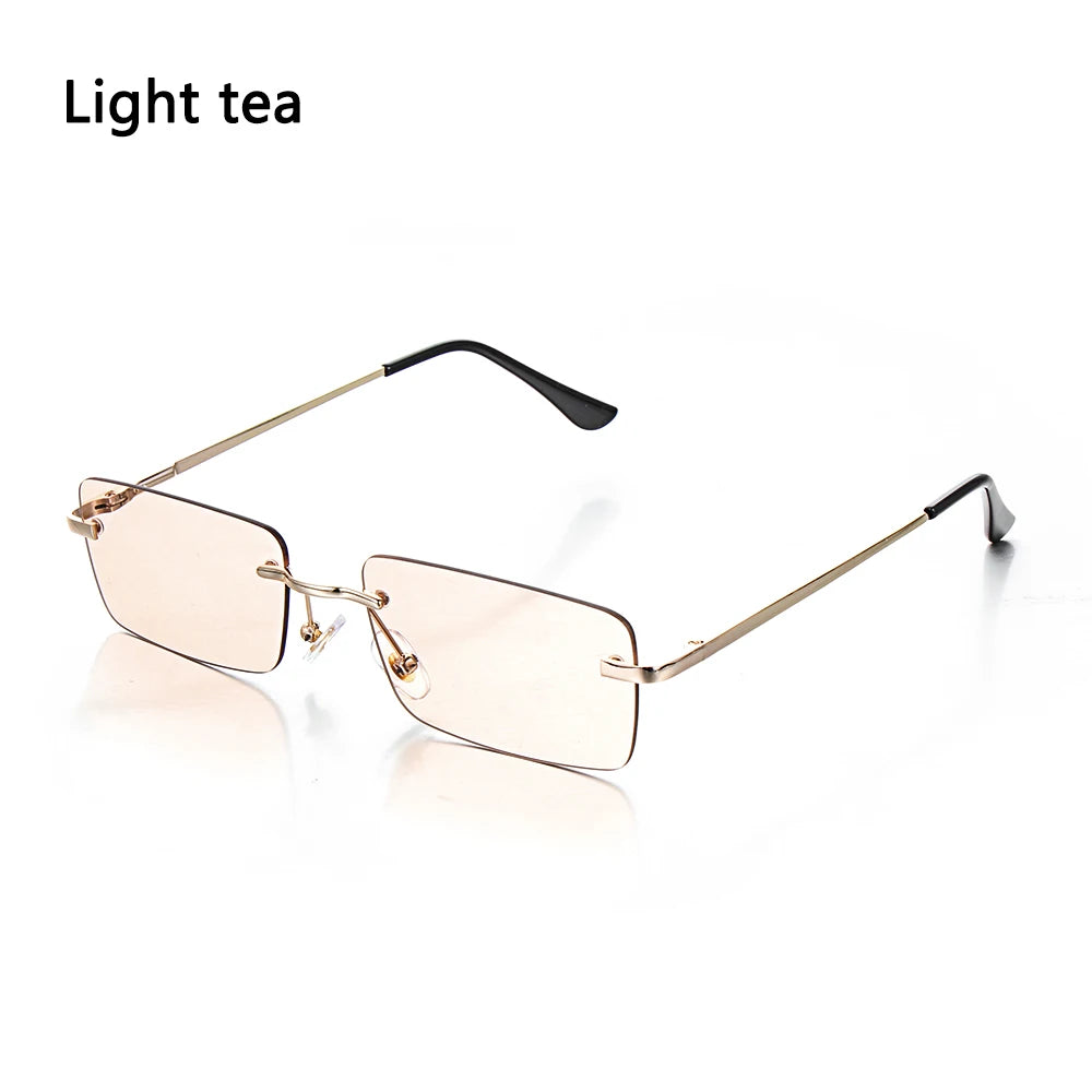 Traveling Style Mountaineering Sunglasses for Men Women UV400 Shades Rectangle Rimless Eyeglasses Gradient Colors Eyewear