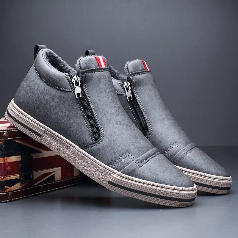 Men Casual Shoes Winter Warm Ankle Boots Fashion Man Snow Boots Outdoor Footwear Black Sneakers Men'S Leather Botas Masculina