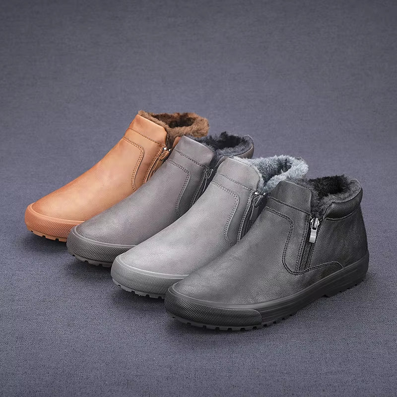 Men Casual Shoes Winter Warm Ankle Boots Fashion Man Snow Boots Outdoor Footwear Black Sneakers Men'S Leather Botas Masculina
