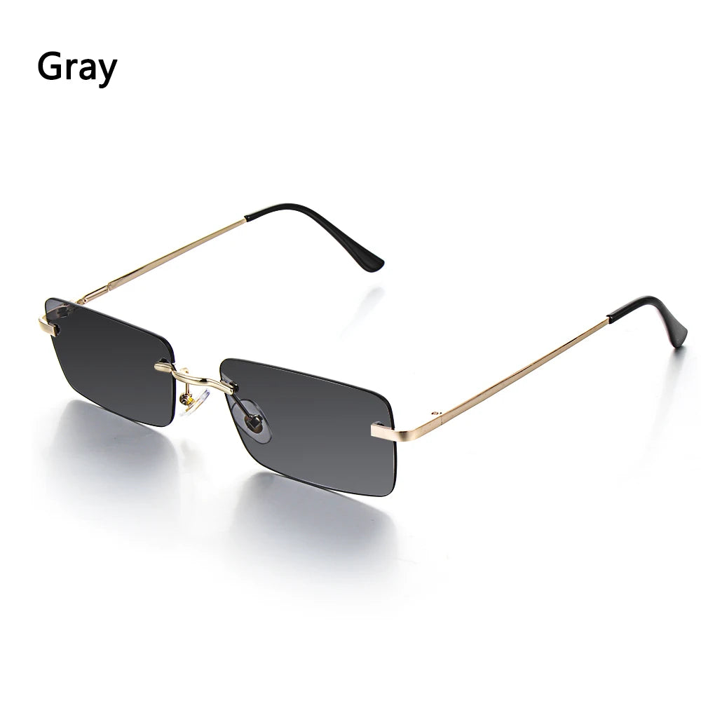 Traveling Style Mountaineering Sunglasses for Men Women UV400 Shades Rectangle Rimless Eyeglasses Gradient Colors Eyewear
