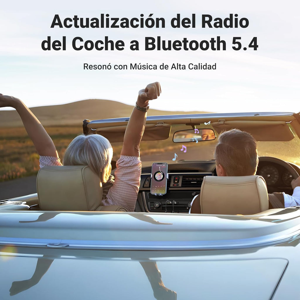 UGREEN Receptor Bluetooth 5.4 Adaptador Jack 3.5Mm Aux Auxiliar Conector Audio Coche Manos Libres, Gris Oscuro