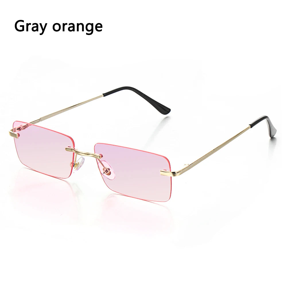 Traveling Style Mountaineering Sunglasses for Men Women UV400 Shades Rectangle Rimless Eyeglasses Gradient Colors Eyewear