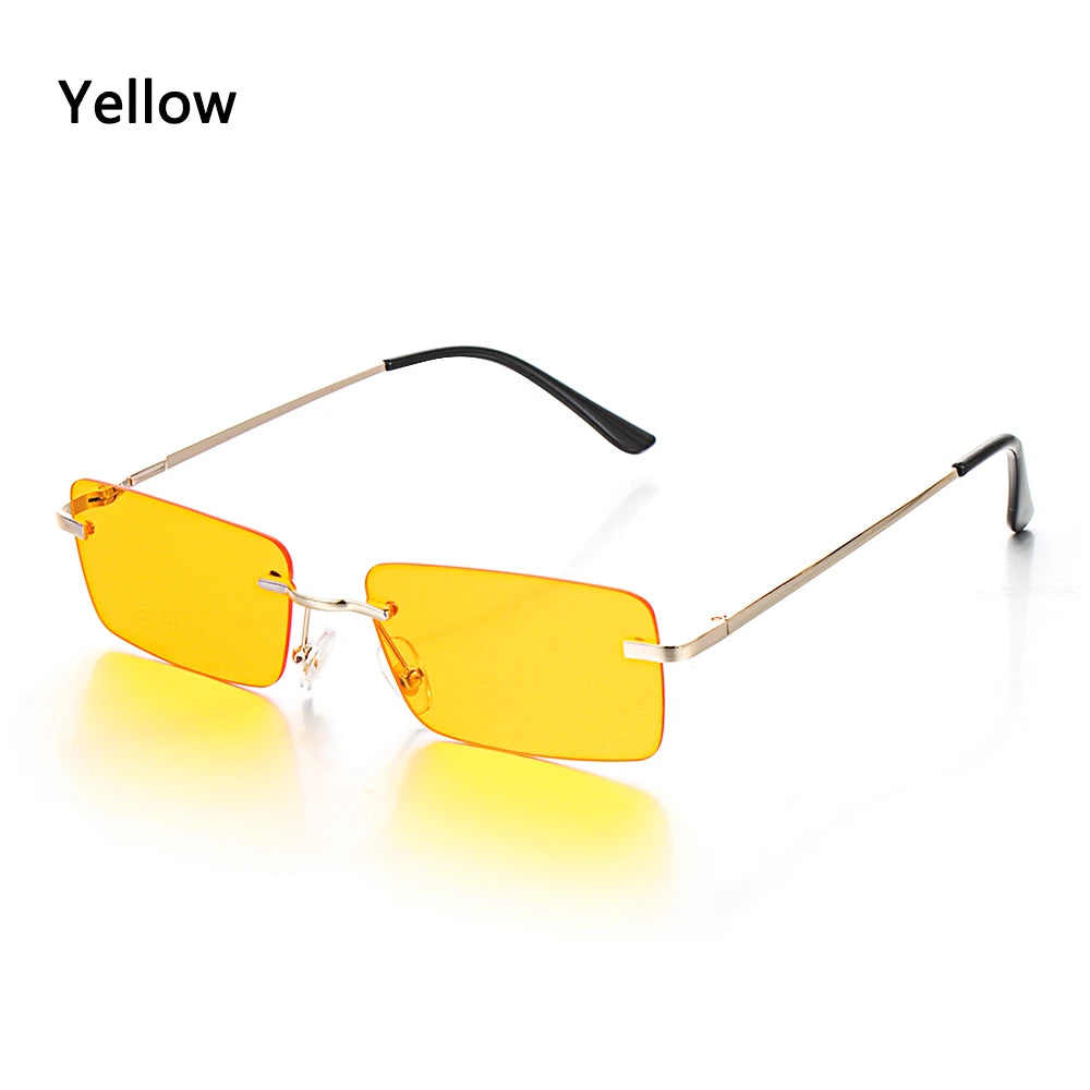 Traveling Style Mountaineering Sunglasses for Men Women UV400 Shades Rectangle Rimless Eyeglasses Gradient Colors Eyewear