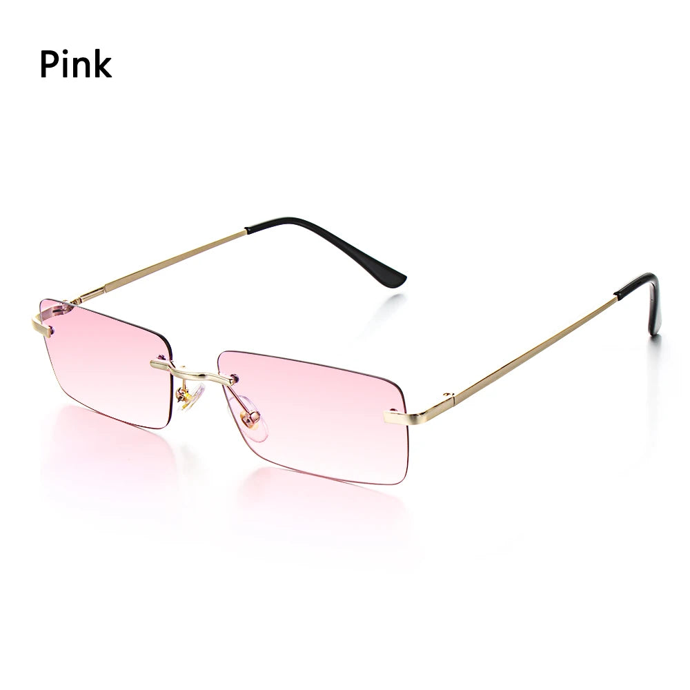 Traveling Style Mountaineering Sunglasses for Men Women UV400 Shades Rectangle Rimless Eyeglasses Gradient Colors Eyewear