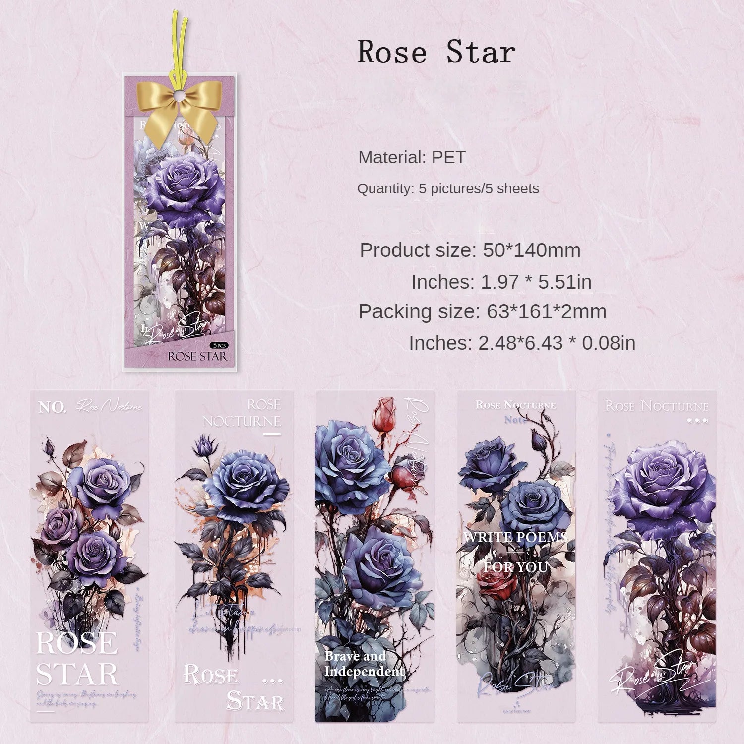 5pcs Per Pack Nocturne Series Vintage Handbook Bookmark Handbook Material Collage Decoration