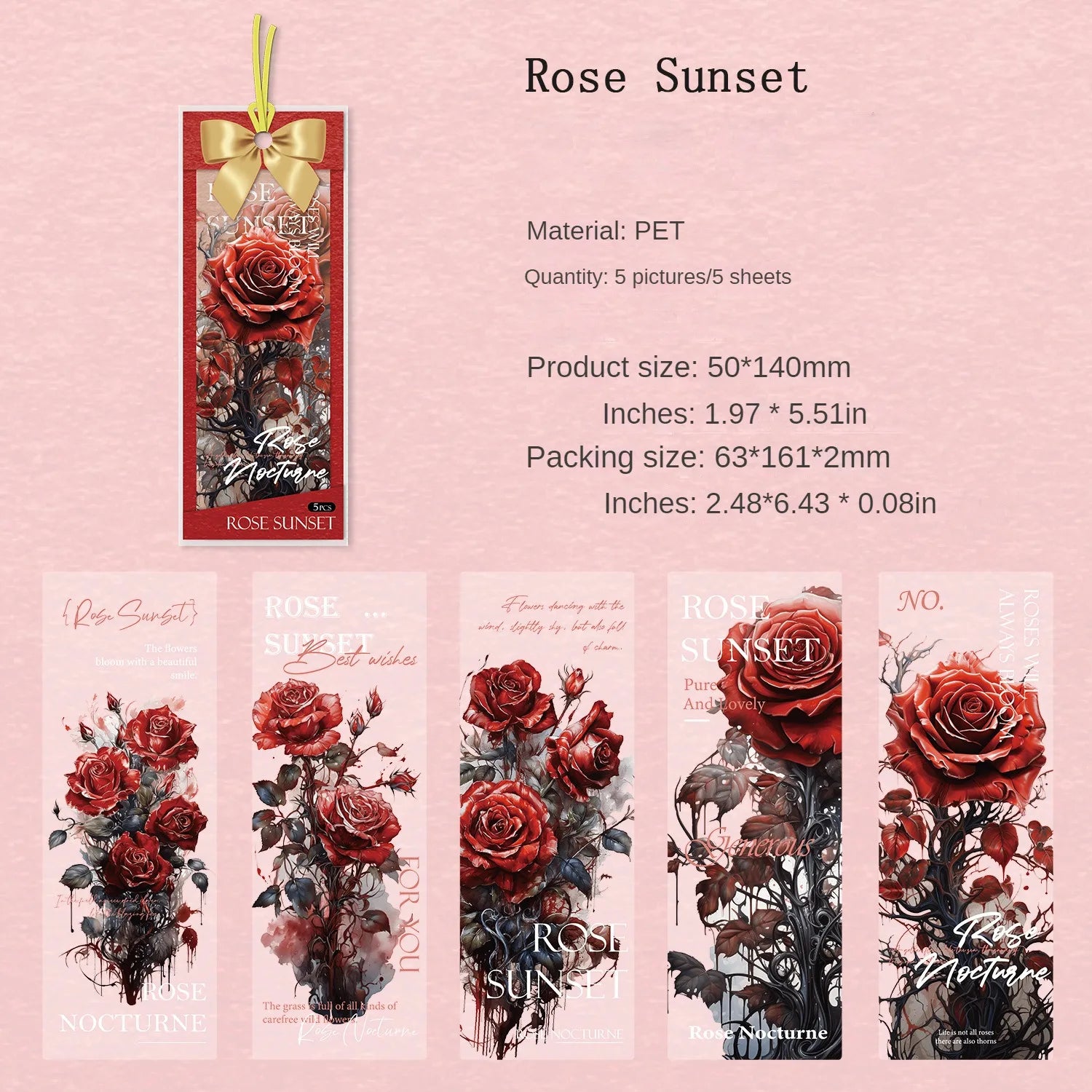 5pcs Per Pack Nocturne Series Vintage Handbook Bookmark Handbook Material Collage Decoration