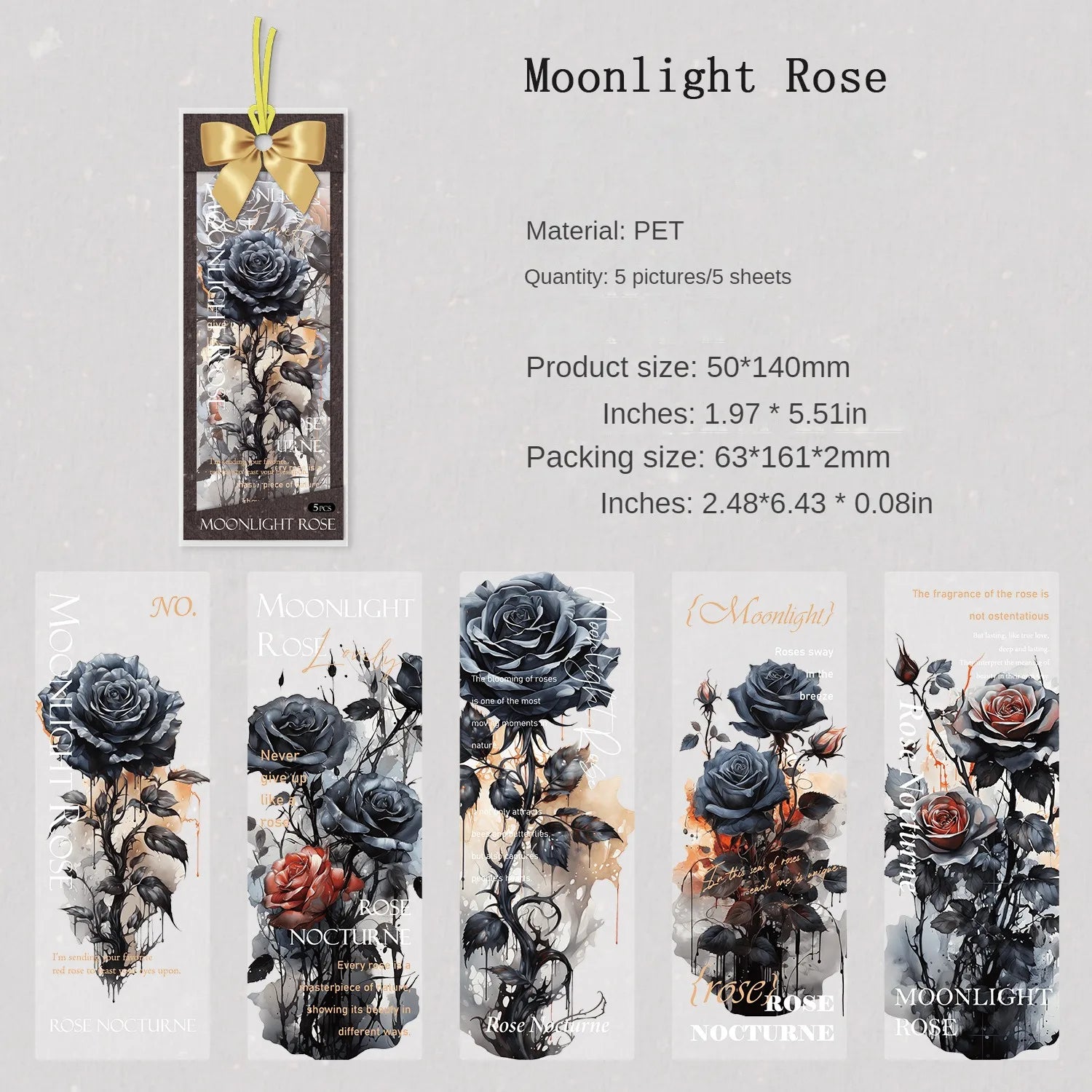 5pcs Per Pack Nocturne Series Vintage Handbook Bookmark Handbook Material Collage Decoration