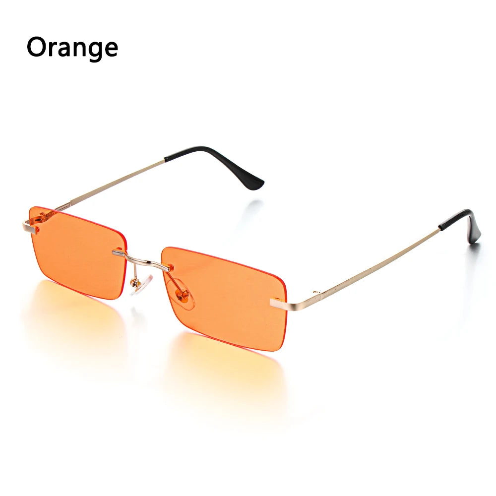 Traveling Style Mountaineering Sunglasses for Men Women UV400 Shades Rectangle Rimless Eyeglasses Gradient Colors Eyewear