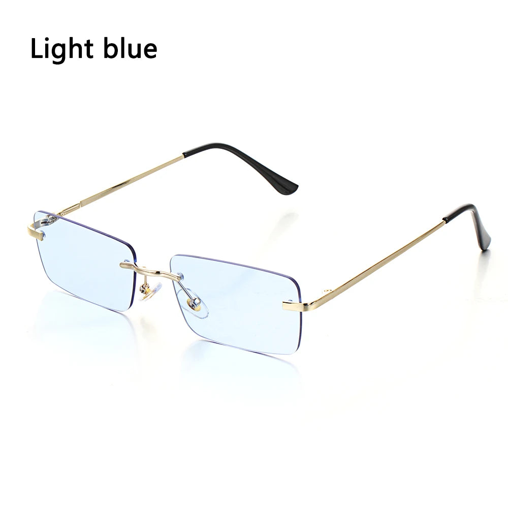 Traveling Style Mountaineering Sunglasses for Men Women UV400 Shades Rectangle Rimless Eyeglasses Gradient Colors Eyewear