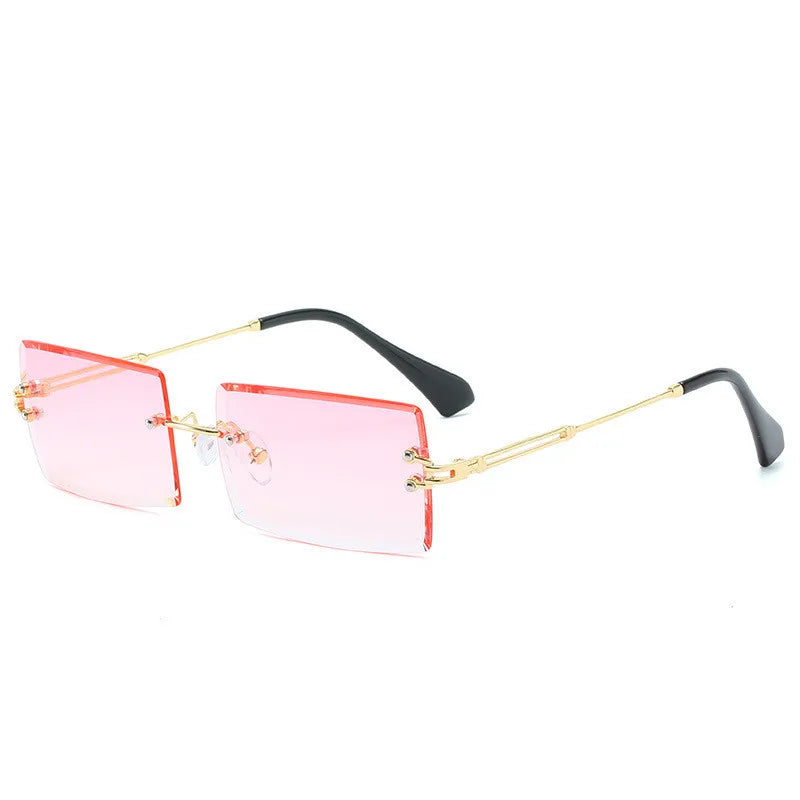 Traveling Style Mountaineering Sunglasses for Men Women UV400 Shades Rectangle Rimless Eyeglasses Gradient Colors Eyewear