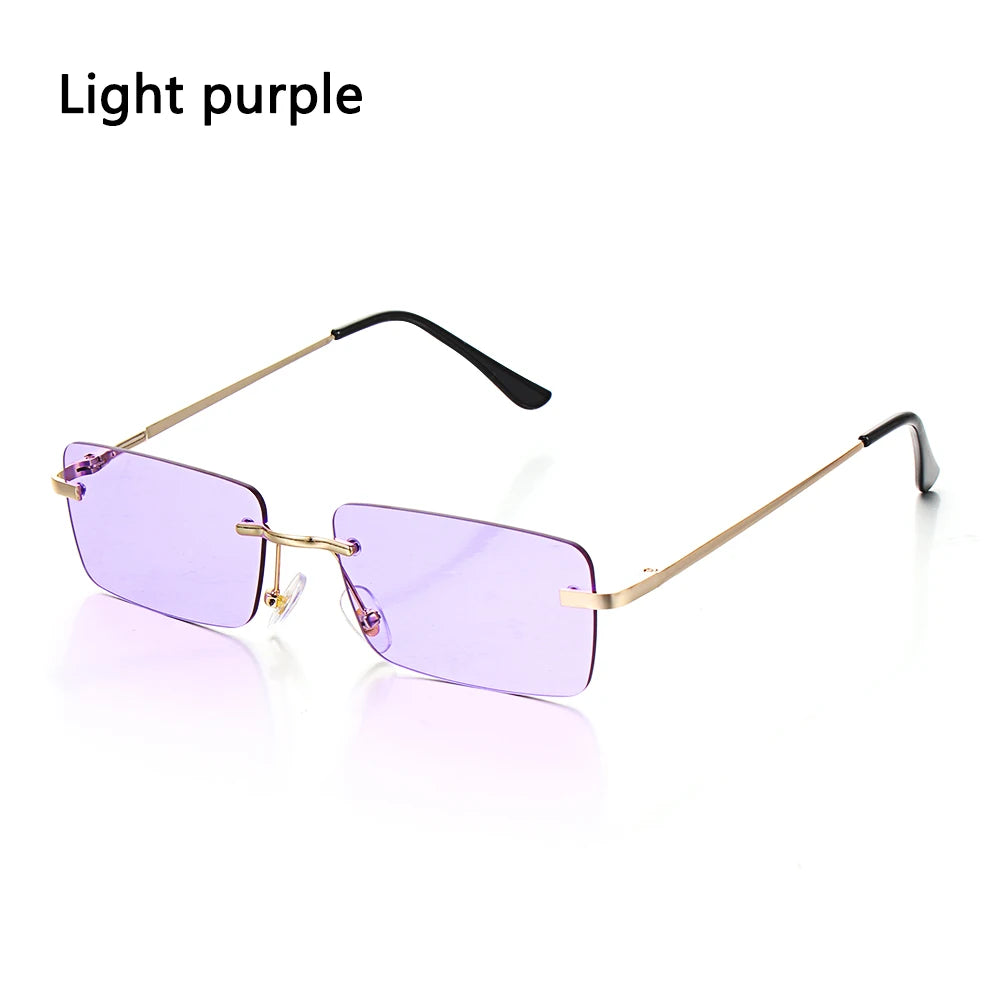 Traveling Style Mountaineering Sunglasses for Men Women UV400 Shades Rectangle Rimless Eyeglasses Gradient Colors Eyewear