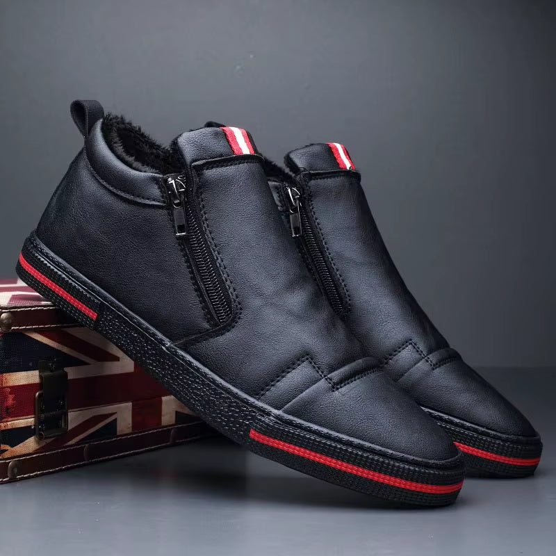 Men Casual Shoes Winter Warm Ankle Boots Fashion Man Snow Boots Outdoor Footwear Black Sneakers Men'S Leather Botas Masculina