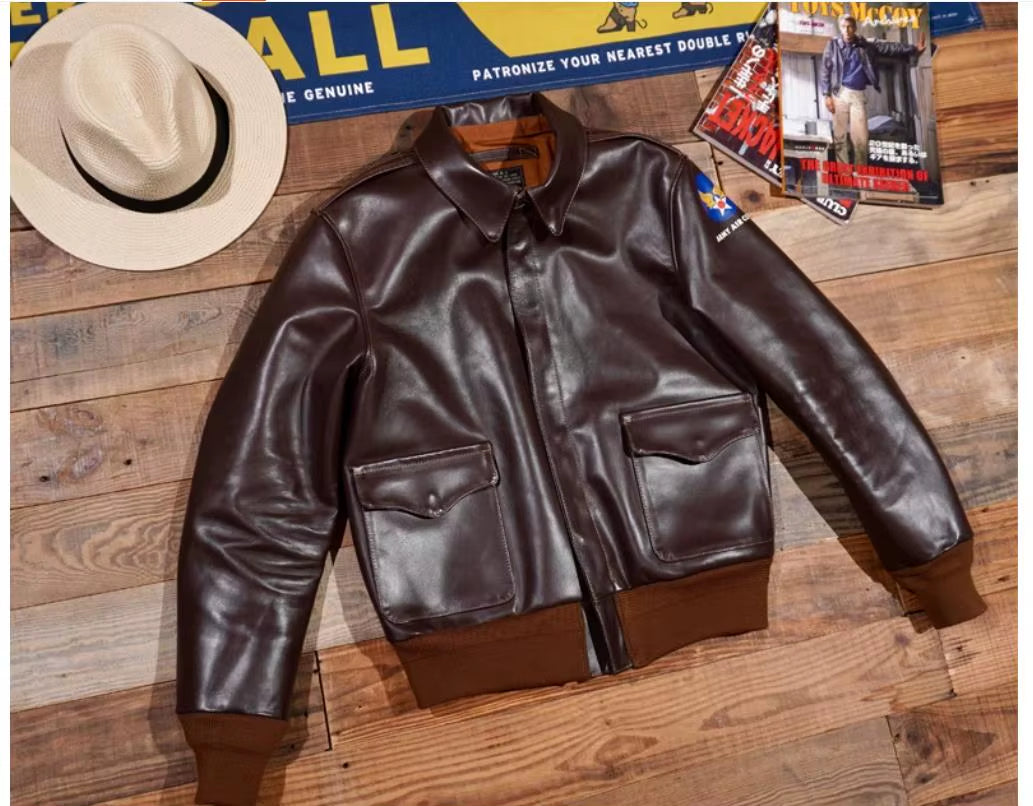 Yr!Wholesales.Classic Style Us Air Force Leather Jacket.A-2 Leather Coat.Super Heavy Thick Cowhide.Luxury Quality.A2