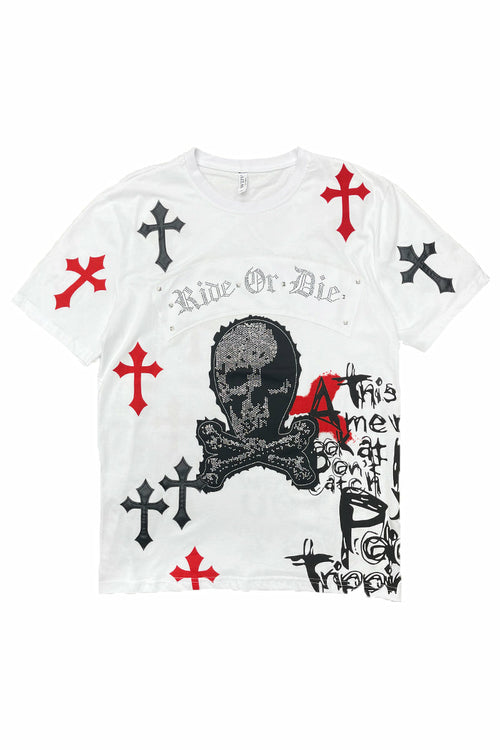 Bejewelled Chrome Skull TShirt